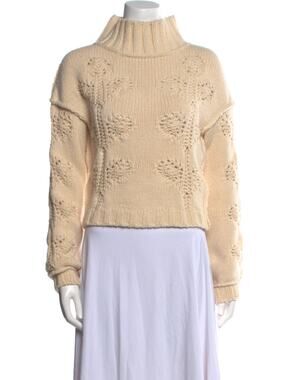 Hache Beige Wool Cashmere Long Sleeve Turtleneck Sweater Size 42